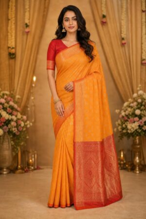 Samriddhi Yellow Ethnic Motifs Zari Work Art Silk Saree